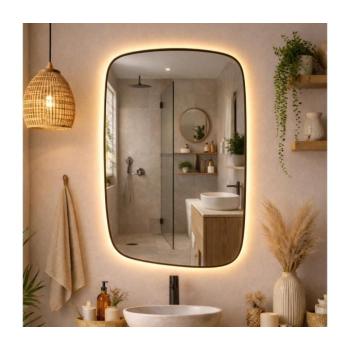 Baltica Design-LED világítással ellátott tükör STONE CALM 15W/230V 2700K 90x60 cm IP65 fekete 5904107932644 kép