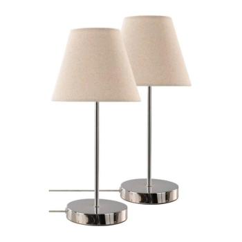 Bézs-fényes ezüstszínű textil asztali lámpa (magasság 39 cm) Lasse – Jotex kép