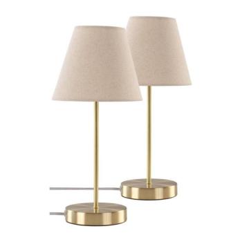 Bézs-sárgaréz színű textil asztali lámpa (magasság 39 cm) Lasse – Jotex kép