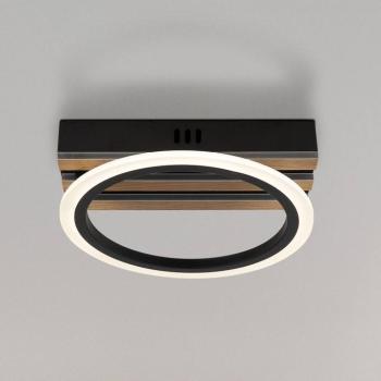 Blevins LED mennyezeti világítás, matt fekete/fa hatású, Ø 25 cm kép