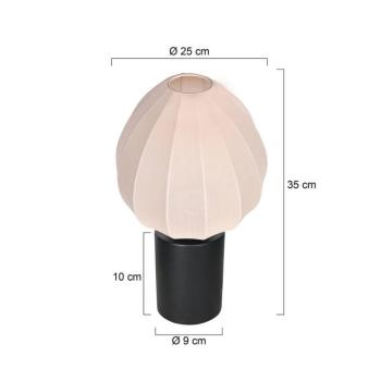 Bloeba asztali lámpa, fehér/fekete, Ø 25 cm, vászon/fém kép