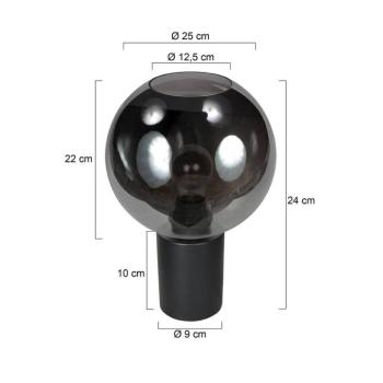 Bloeba asztali lámpa, fekete/füstszürke, Ø 25 cm, üveg gömb kép