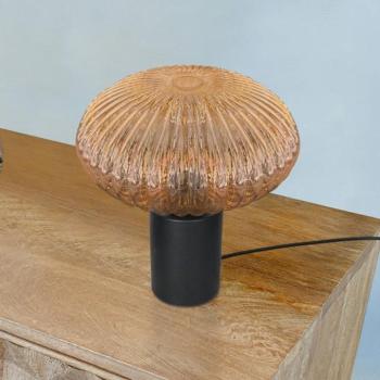 Bloeba asztali lámpa, Ø 30 cm, fekete/borostyánszínű, üveg kép