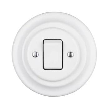 Bohemia-Design - Porcelán retro egygombos kapcsoló, 7-es kerettel, fehér 12357552 kép