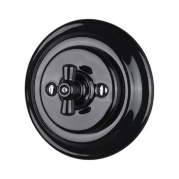 Bohemia-Design - Porcelán retro forgókapcsoló 1-es kerettel, fekete 12359372 kép