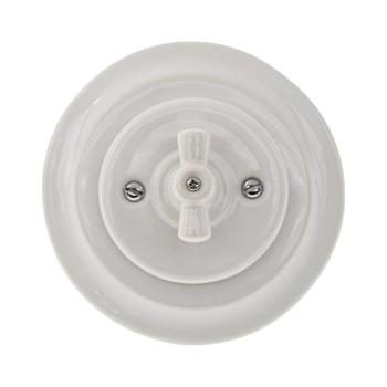 Bohemia-Design - Porcelán retró forgókapcsoló, 5-ös kerettel, fehér K1-R120A1-W kép