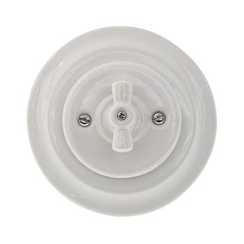 Bohemia-Design - Retro porcelán forgókapcsoló 7-es kerettel, fehér 12357547 kép