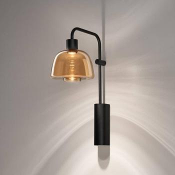 Bover LED fali lámpa Drep A/04, borostyán, üveg, fekete, 2700 K kép