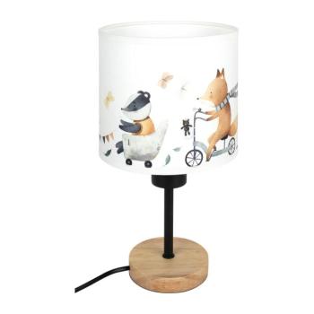 BRILAGI - Asztali lámpa BOBO WOOD 1xE27/25W/230V tölgy/fekete/fehér/állatmintás BG1567+BG5578 kép