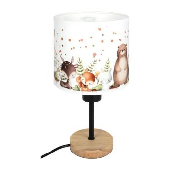 BRILAGI - Asztali lámpa BOBO WOOD 1xE27/25W/230V tölgy/fekete/fehér/állatmintás BG1567+BG5587 kép