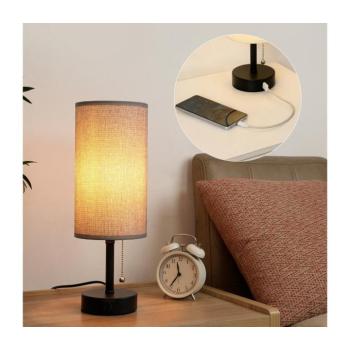 BRILAGI - Asztali lámpa USB-porttal TABLON 1xE27/25W/230V fekete/szürke BRI594 kép