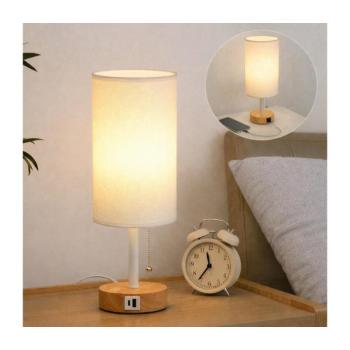 BRILAGI - Asztali lámpa USB-porttal TABLON 1xE27/25W/230V tölgy/fehér BG3674+BG3680 kép