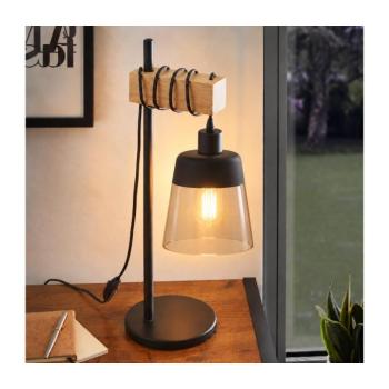 BRILAGI - Asztali lámpa WOOD GLASS 1xE27/40W/230V barna/fekete/füstös bézs EG780173+NSTK7325 kép