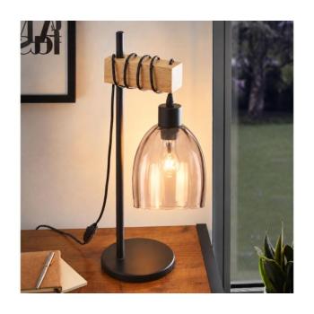BRILAGI - Asztali lámpa WOOD GLASS 1xE27/40W/230V barna/fekete/füstös bézs EG780173+NSTK7393 kép
