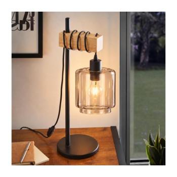 BRILAGI - Asztali lámpa WOOD GLASS 1xE27/40W/230V barna/fekete/füstös bézs EG780173+NSTK7399 kép