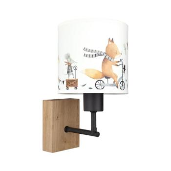 BRILAGI - BOBO WOOD fali lámpa 1xE27/25W/230V tölgy/fekete/fehér/állatfigurákkal BG1561+BG5578 kép