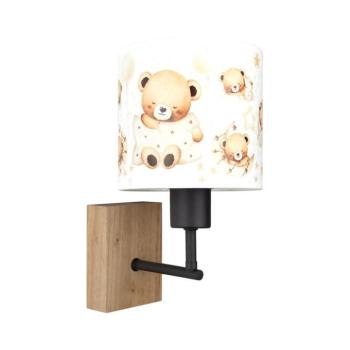 BRILAGI - BOBO WOOD fali lámpa 1xE27/25W/230V tölgy/fekete/fehér/mackós BG1561+BG5590 kép