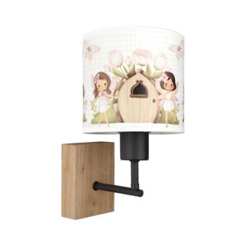 BRILAGI - BOBO WOOD fali lámpa 1xE27/25W/230V tölgy/fekete/fehér/rózsaszín/tündéres BG1561+BG5586 kép