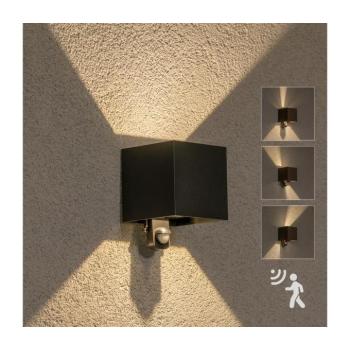 BRILAGI - CUBE LED kültéri fali lámpatest érzékelővel LED/6W/230V fekete IP65 WO-HR60432S-LED-OEM kép