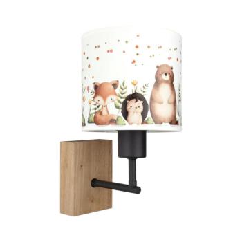 BRILAGI - Fali lámpa BOBO WOOD 1xE27/25W/230V tölgy/fekete/fehér/állatmintás BG1561+BG5587 kép