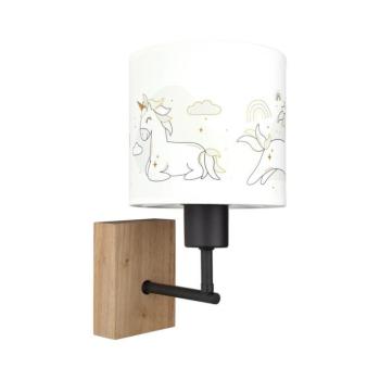 BRILAGI - Fali lámpa BOBO WOOD 1xE27/25W/230V tölgy/fekete/fehér/unikornisok BG1561+BG5579 kép