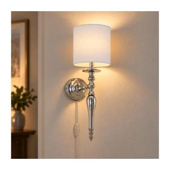 BRILAGI - Fali lámpa NUBILA 1xE27/60W/230V fényes króm/fehér 1xEG78317+1xBG1586 kép