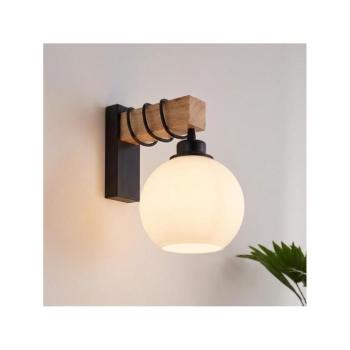BRILAGI - Fali lámpa WOOD GLASS 1xE27/60W/230V fenyő/fekete/fehér EG44078+NSTK7432 kép