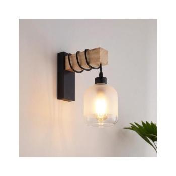 BRILAGI - Fali lámpa WOOD GLASS 1xE27/60W/230V fenyő/fekete/fehér EG44078+NSTK7779 kép