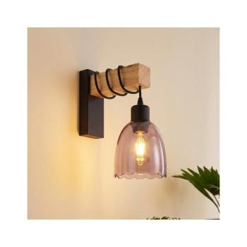 BRILAGI - Fali lámpa WOOD GLASS 1xE27/60W/230V fenyő/fekete/füstös bézs EG44078+NSTK7393 kép
