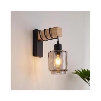 BRILAGI - Fali lámpa WOOD GLASS 1xE27/60W/230V fenyő/fekete/füstös bézs EG44078+NSTK7399 kép