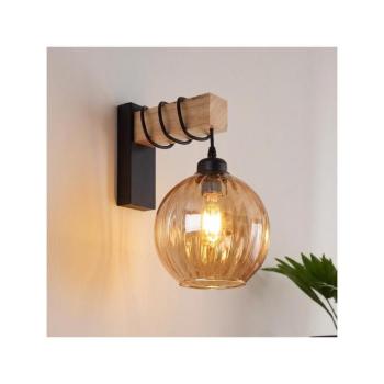 BRILAGI - Fali lámpatest WOOD GLASS 1xE27/60W/230V fenyő/fekete/füstbarna EG44078+NSTK7482 kép