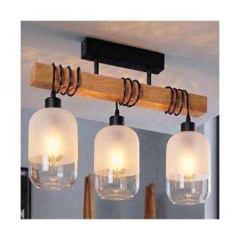 BRILAGI - Felületre szerelhető csillár WOOD GLASS 3xE27/60W/230V fenyő/fekete/fehér EG780168+3xNSTK7777 kép