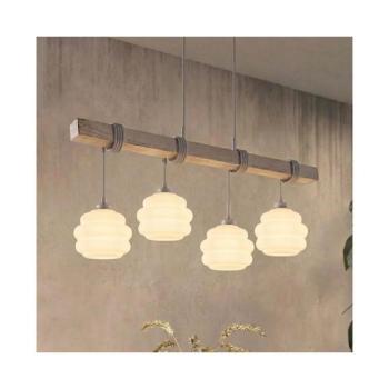 BRILAGI - Kábeles csillár WOOD GLASS 4xE27/60W/230V fenyő/szürke/fehér EG49927A+4xNSTK7639 kép