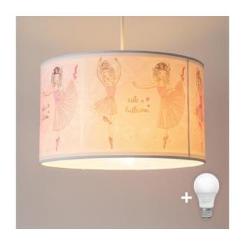 BRILAGI - Kábellel függesztett LED gyermekcsillár BOBO, 1xE27/60W/230V, Ø 35 cm, rózsaszín / balerinák 8590828051428 kép
