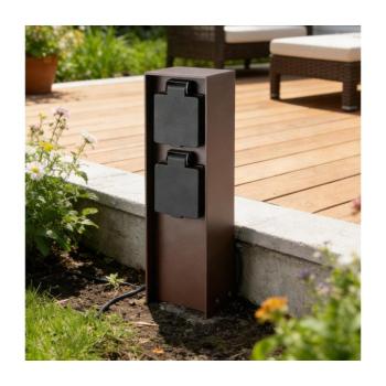 BRILAGI - Kültéri dugaljoszlop PILLAR, 2 aljzat, SCHUKO, 230V, IP44, barna BRI814 kép