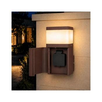 BRILAGI - Kültéri fali lámpa SCHUKO aljzattal PILLAR 1xG9/11W/230V IP44 barna BRI1122 kép