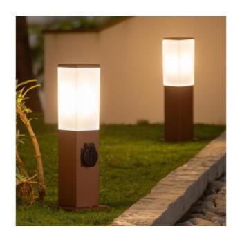 BRILAGI - Kültéri lámpa 2 Schuko aljzattal NOVA 1×E27/15W/230V 40 cm IP44 barna FG-KH446PSH-40-2SO-RUST kép