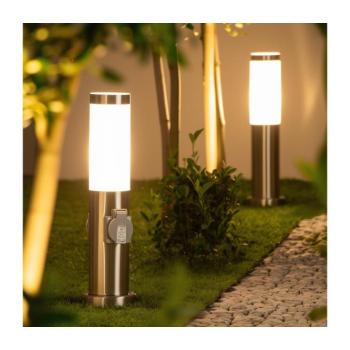 BRILAGI - Kültéri lámpa 2 SCHUKO aljzattal NOVA 1xE27/15W/230V 40 cm IP44 króm FG-KH142PSH-40-2SO-SIL kép