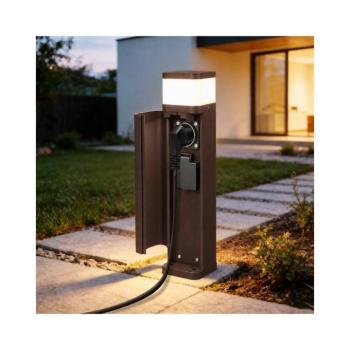 BRILAGI - Kültéri lámpa 2 SCHUKO aljzattal PILLAR 1xG9/11W/230V IP44 barna BRI1128 kép