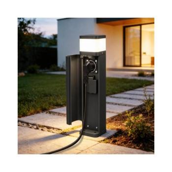 BRILAGI - Kültéri lámpa 2 SCHUKO aljzattal PILLAR 1xG9/11W/230V IP44 fekete BRI1127 kép