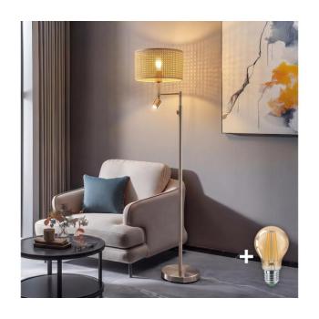 BRILAGI - LED állólámpa CERIA 1xE27/60W/230V + LED/2,1W matt króm/bambusz EG32514+EG781161 kép