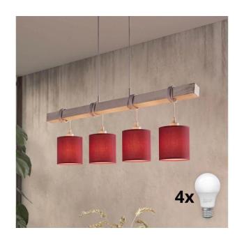 BRILAGI - LED csillár kábelen NUBILA 4xE27/60W/230V szürke/pompeji vörös 1xEG49927A+4xBG1579 kép