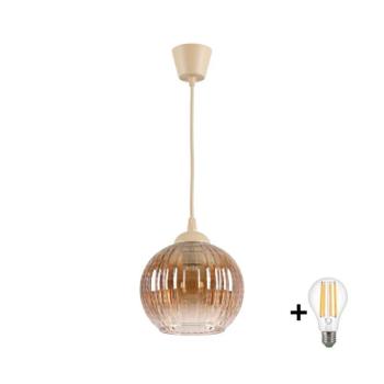 BRILAGI - LED csillár kábelen R GLASS 1xE27/60W/230V átm. 18 cm bézs/füstös barna NSTK7482+TK8619A kép