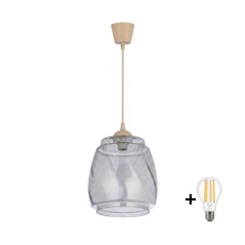 BRILAGI - LED csillár kábelen R GLASS 1xE27/60W/230V átm. 26 cm bézs/füstszürke NSTK7417+TK8619A