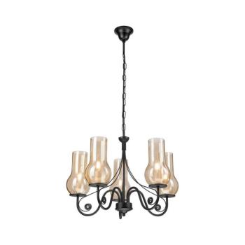BRILAGI - LED Csillár láncon COTTAGE 5xE14/40W/230V fekete/barna BG1516+5xBG2273 kép