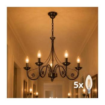 BRILAGI - LED Csillár láncon STEFANO 5xE14/40W/230V fekete patina 8590828606697 kép