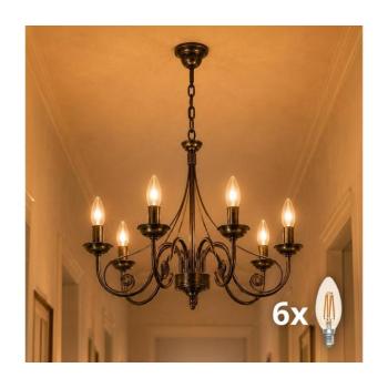 BRILAGI - LED Csillár láncon STEFANO 6xE14/40W/230V fekete patina 8590828606703 kép