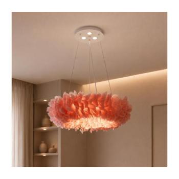 BRILAGI - LED csillár zsinóron FEATHER 3xE27/40W/230V + 3xLED/3W, átmérő 50 cm, rózsaszín BRI940 kép