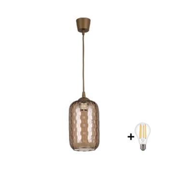 BRILAGI - LED csillár zsinóron R GLASS 1xE27/60W/230V átm. 14 cm barna//füstbarna NSTK7702+TK8611A kép