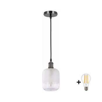 BRILAGI - LED csillár zsinóron RETRO GLASS 1xE27/60W/230V átm. 14 cm fekete/fehér NSTK7779+AI0177